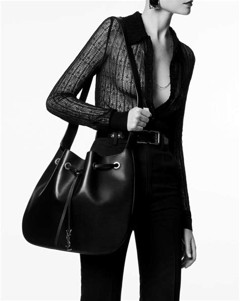 saint laurent large ysl drawstring leather hobo bag|PARIS VII large flat hobo bag in smooth leather .